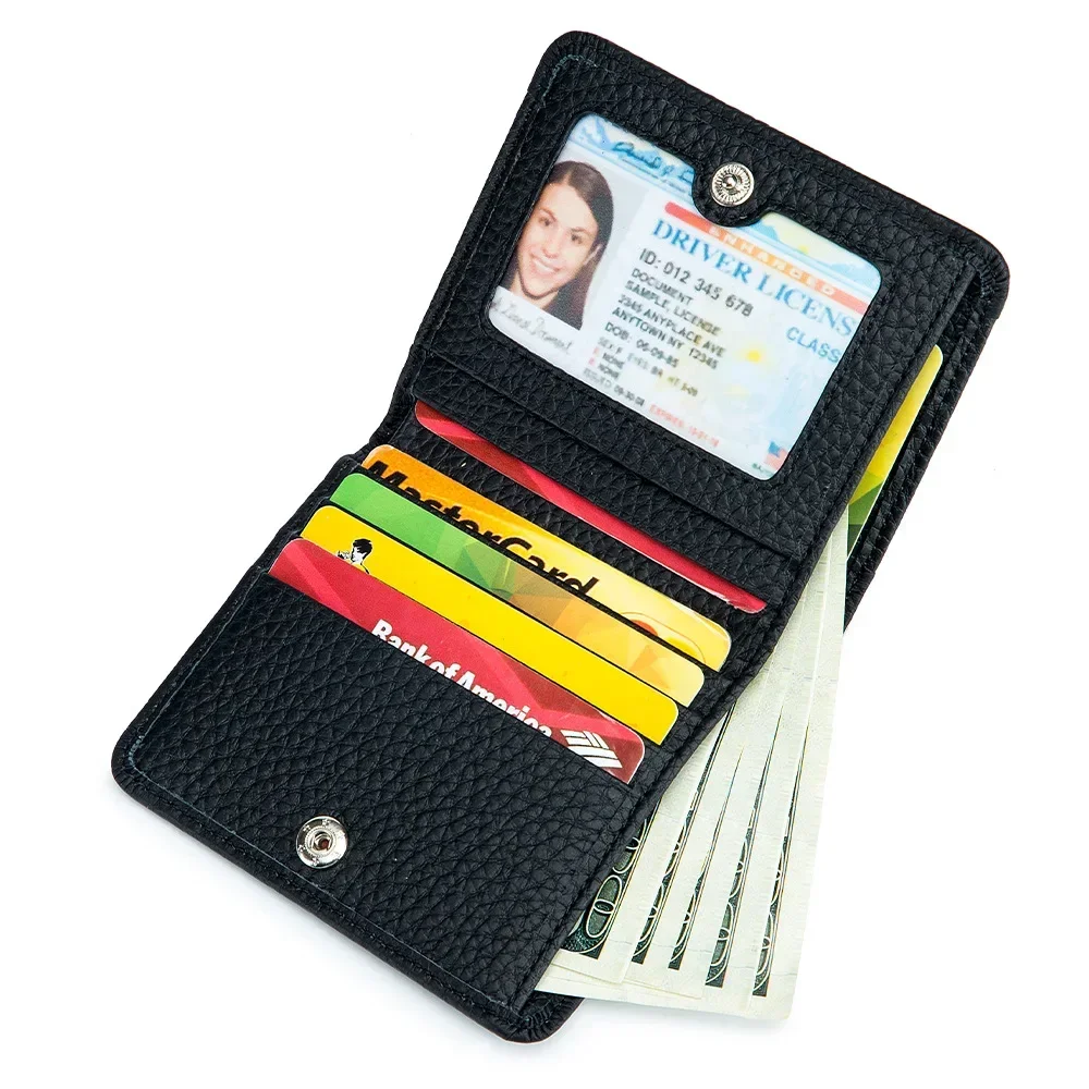 Genuine Leather RFID ID Credit Bank Business Card Holder Cowhide Coin Purse Bags Luxury Clutch Slim Pocket Wallets For Women 6