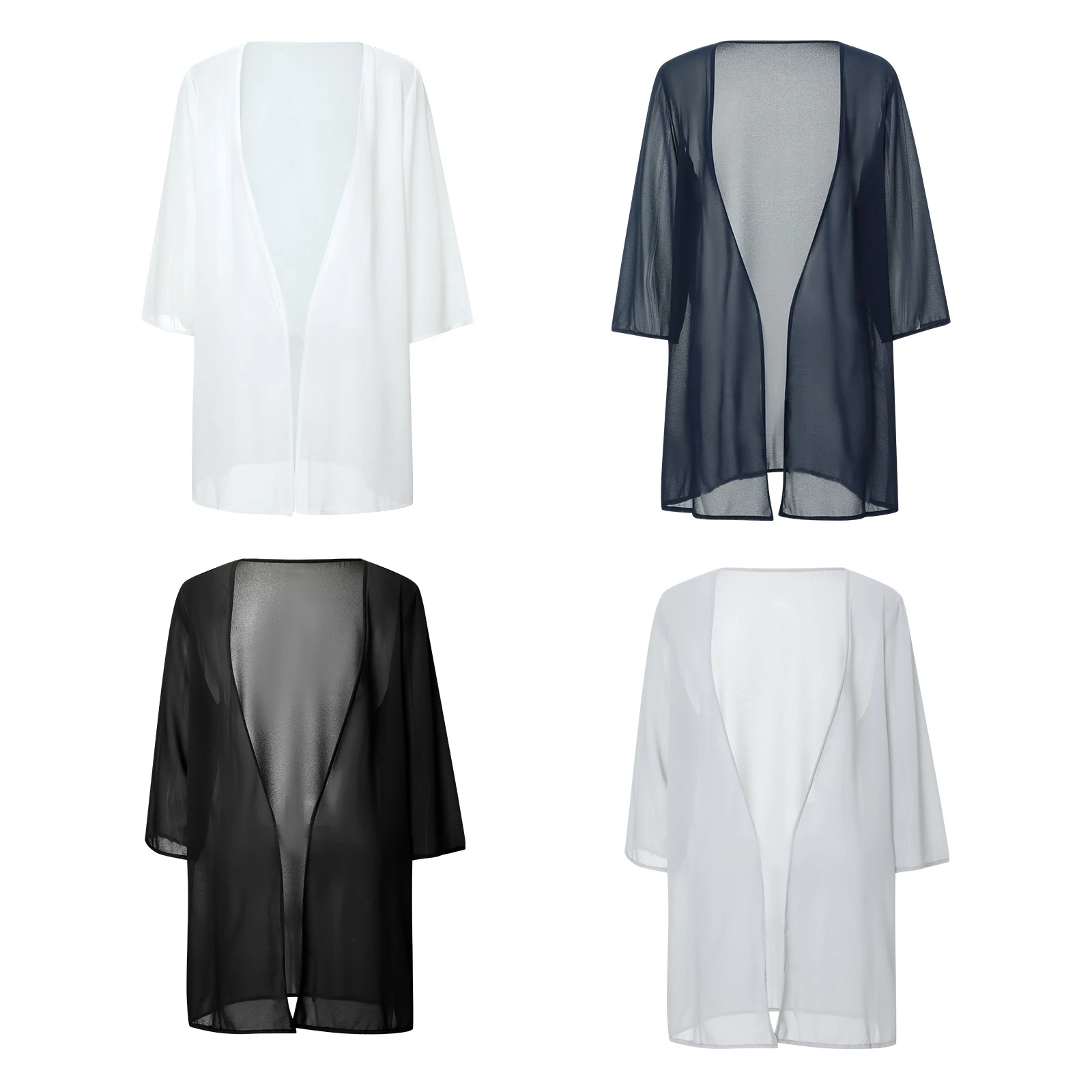 Women's Sheer Chiffon Beach Cardigans Loose 3/4 Sleeve Cover Up Long Tops Blouse Shawl for Swimsuit Bathing Suit Cover-ups swimsuit cover up,swimsuit coverup,chiffon cardigan top