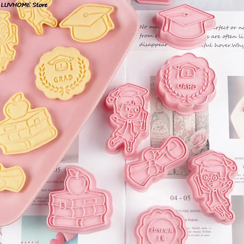 8Pcs/set Congrats Graduation Cookie Cutter Biscuit Mold 3D Press