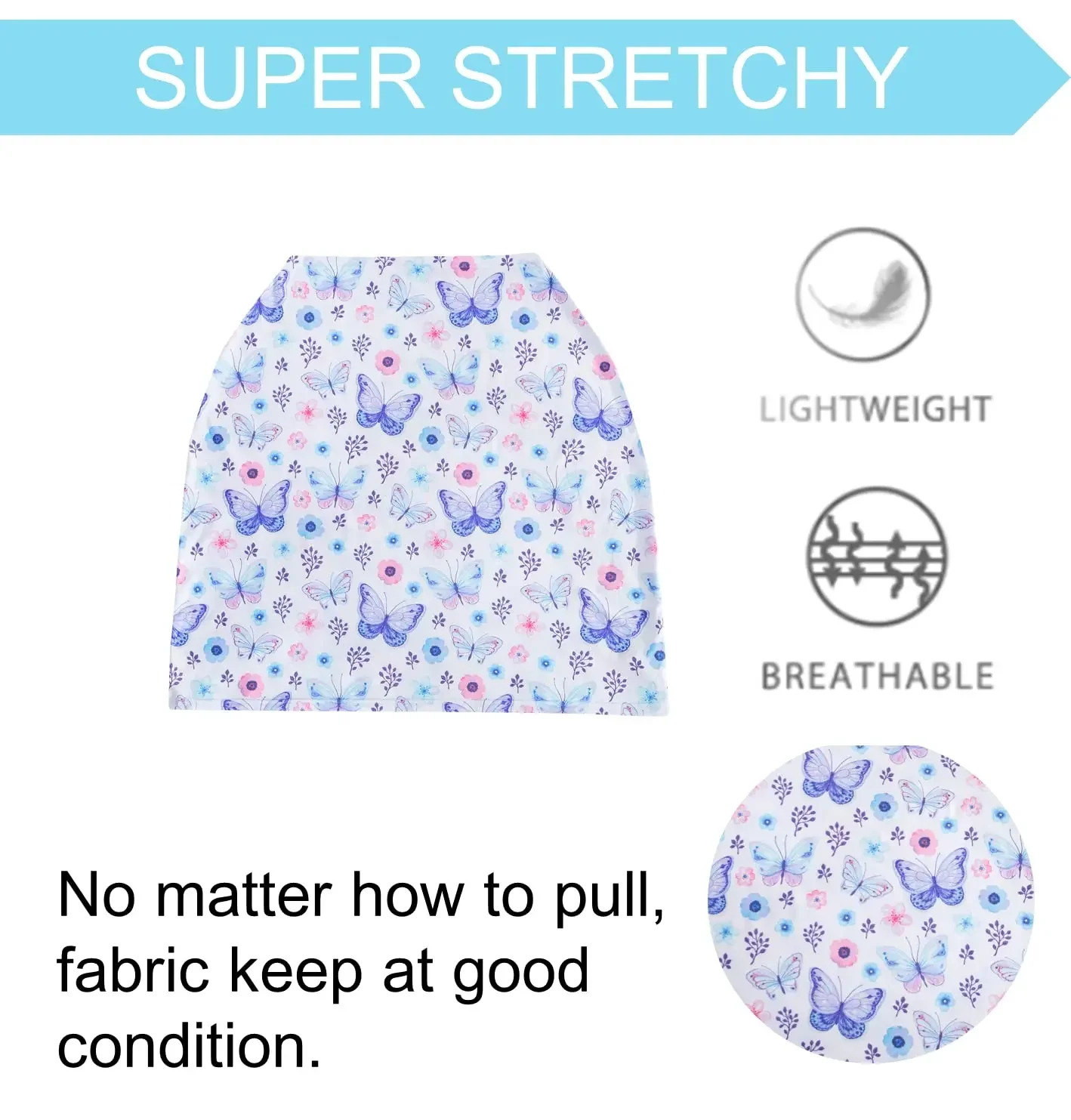 Stretchy Infant Multi-Car Seat Cover for Blankets Boy & Girl Breathable Nursing Cover for Breastfeeding,Camouflage Butterfly