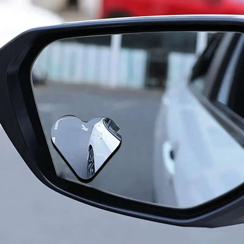 Car Frameless Blind Spots Mirror 1 Pair Cute Heart Shape Side Mirror Rearview Mirror Auxiliary Car Accessories for Car SUVs