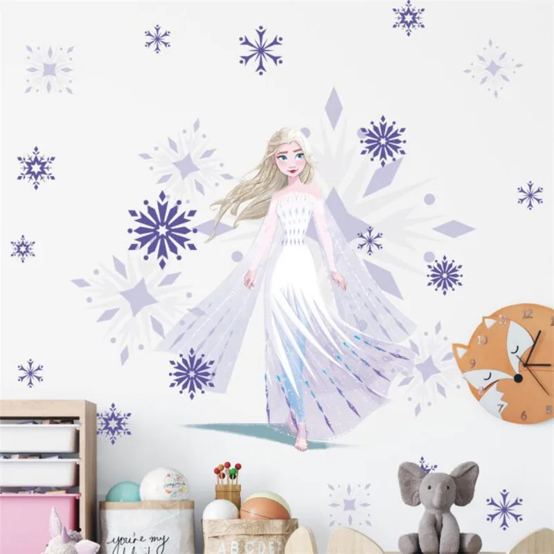 Cartoon Frozen Elsa Anna Princess Wall Stickers for Kids Room Kindergarten Living Room Bedroom