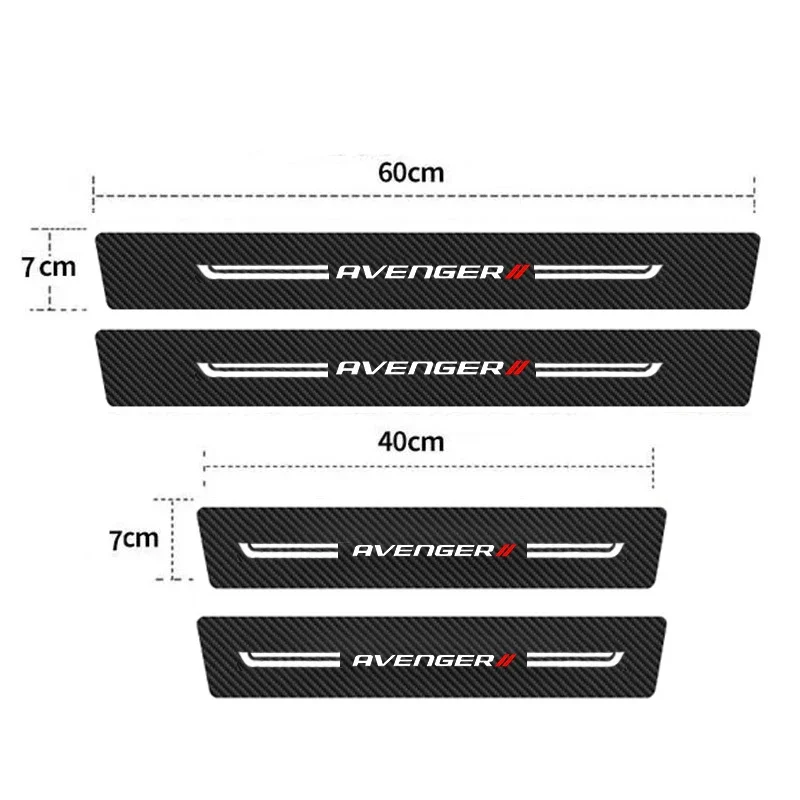 Car Door Sill Threshold Scuff Plate Anti Scratch Trunk Bumper Guard Decals for Dodge AVENGER Logo Door Pedal Strips Accessories