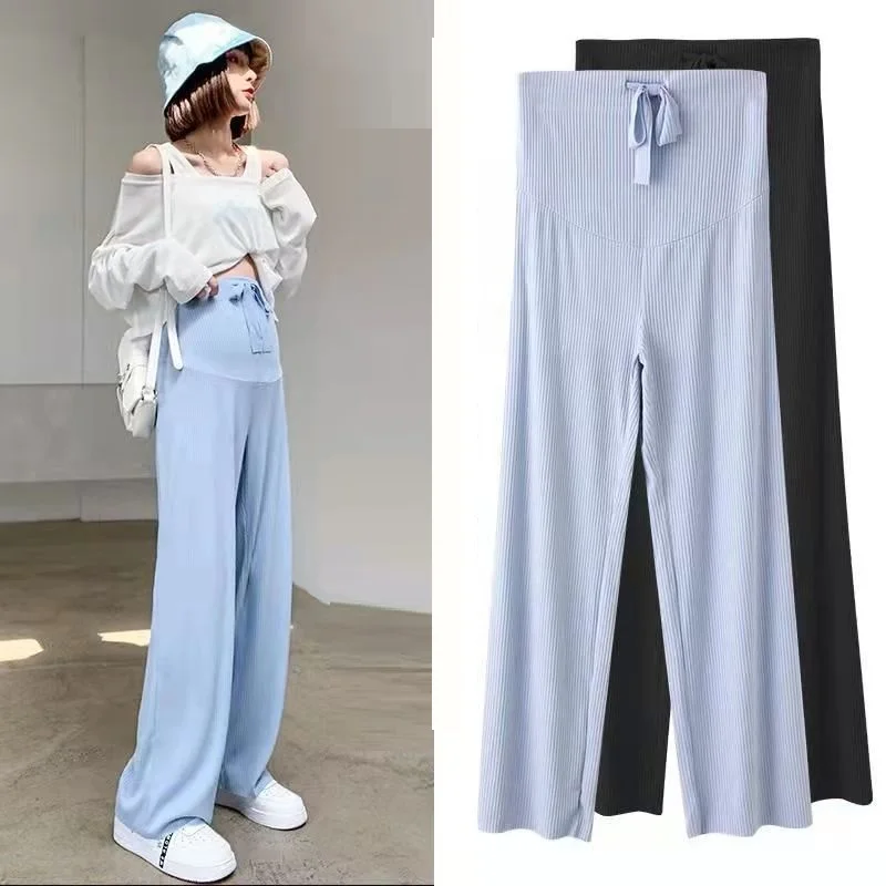Summer Fashion Adjustable Waist Straight Loose Pregnant Trousers Outdoor Casual Breathable Maternity Pregnancy Women Pants women pants maternity pants