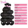 Vanlov Brazilian Body Wave Hair Bundles Human Hair Weave Bundles Natural Black/Jet Black 1/3/4 Piece 8-30” Remy Hair Extensions 2