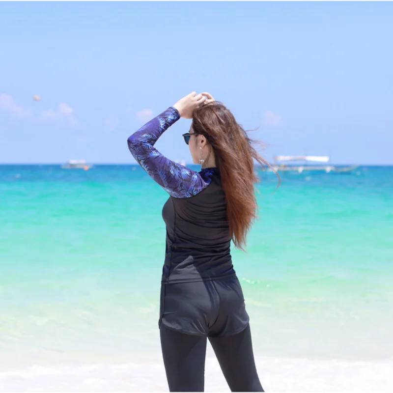 Women Plus Size Swimsuits Five-Piece Surf Swimwears Sports Beachwear Bathing Suit Girl' UV Sun Rash Guard