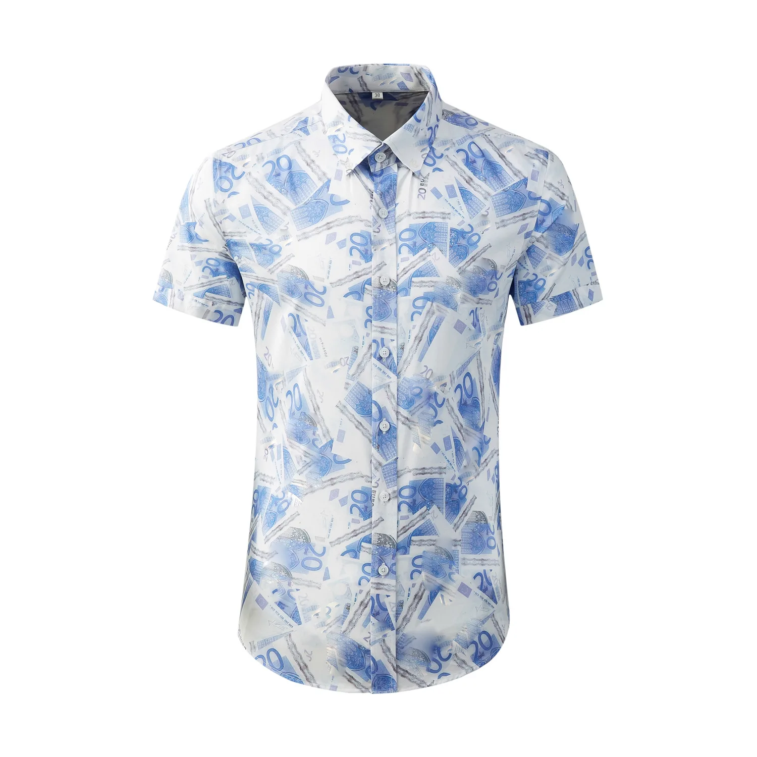 

High Quality Luxury Jewelry Men'S Feather Print Short Sleeve Shirt Summer Male Fashion Loose Elasticity Shirt Beach Men Topgood