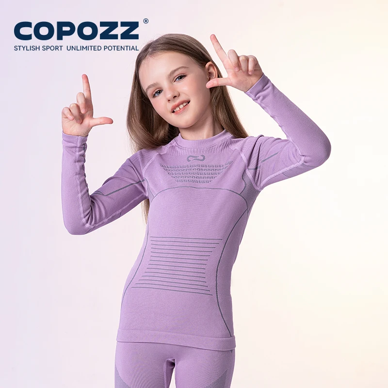 COPOZZ enfants enfants garçon fille Compression Ski ensemble de sous-vêtements Fitness gymnase Ski snowboard Sport course Yoga exercice costume