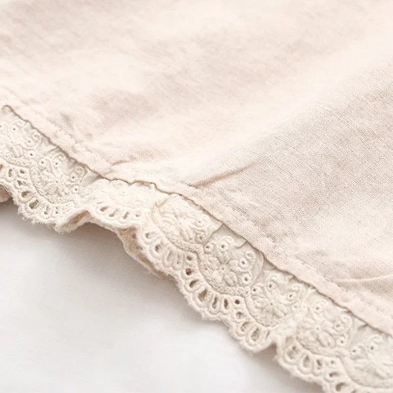 Spring Autumn Mori Girl Lace Floral Embroidery Cotton Long Sleeved Shirt Women Turn Down Collar Casual Loose Blouse Tops
