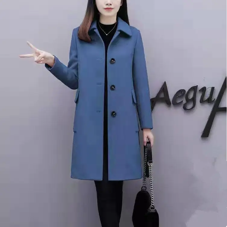 

Однотонный блейзер с воротником, шерстяное пальто, женская зимняя куртка на пуговицах, винтажное свободное модное пальто, толстые теплые пальто V4