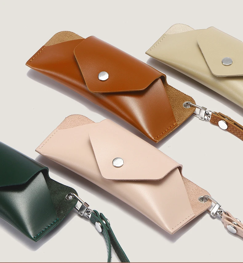 Weiche Brillen-Sonnenbrillentasche aus PU-Leder mit hängendem Umhängeband, Brillenaufbewahrungsabdeckung, Behälter, solide Tasche, leicht zu tragen – Detail 1