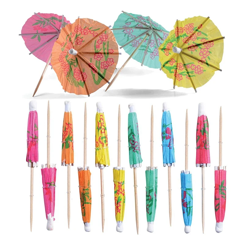 

Drink Umbrella Cocktail Picks,220 Pcs Assorted Tropical Color Party Picks For Bars,Picnic,Cake,And Party Decoration