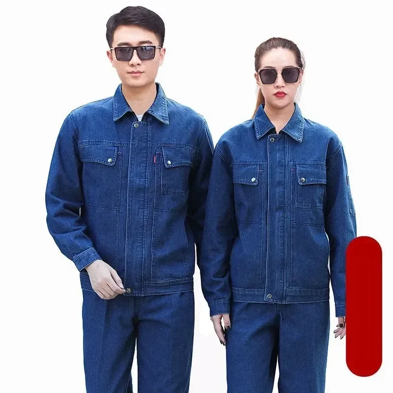 

Worker Clothing Electrical Resistant Safety Wear Welding Working Workwear Welder Denim Durable Workshop Uniforms Coveralls Suit