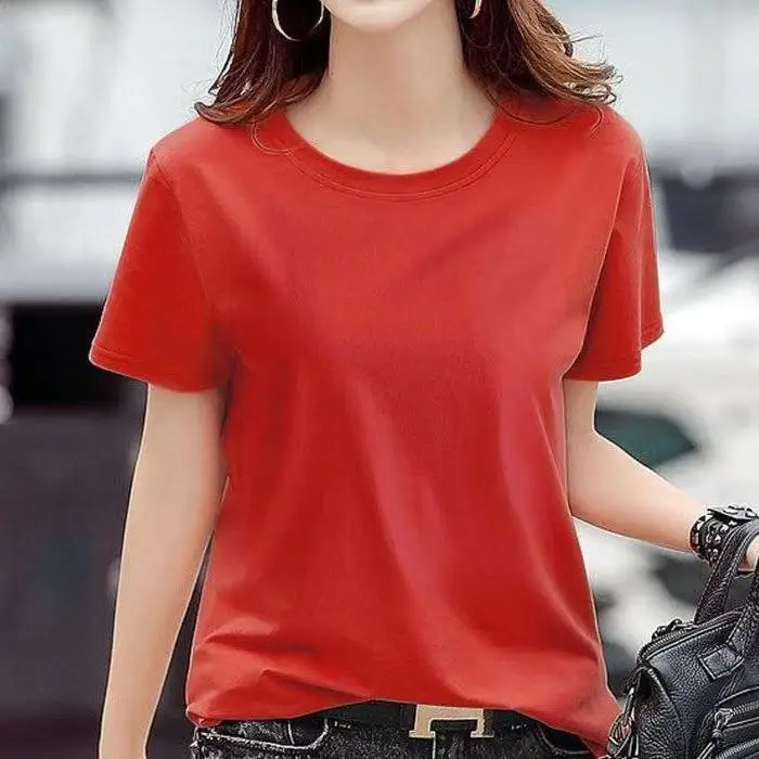 

Tshirt camiseta mujer Harajuku T Shirt Women Tee Summer Women's New ins Fashion Solid Short-Sleeved Casual T-shirt S-4XL