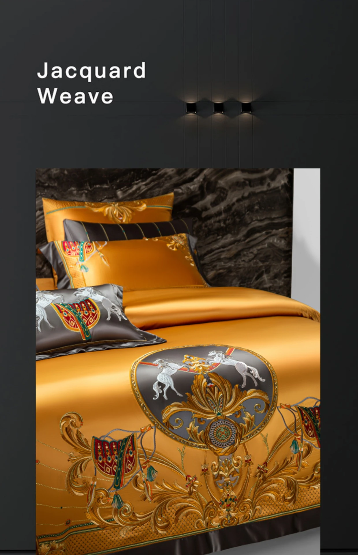 Waliicorners Aristocratic Gold Vintage Silk Brocade Egyptian Cotton Embroidered Luxury Bedding Set Quilt Cover Bed Linen Bedspread 8 S0d4fce1828e7439b83a75697d5cf7226g