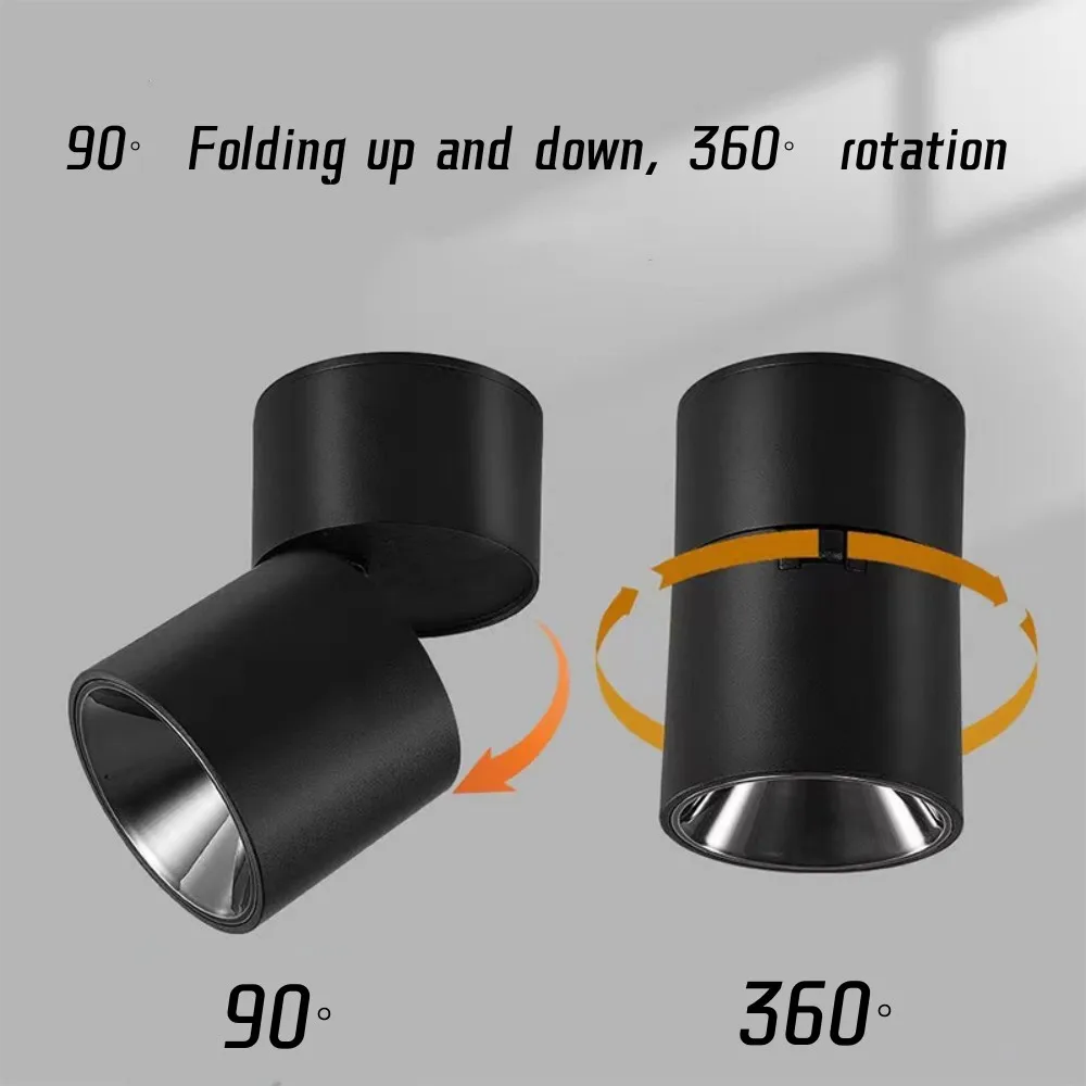 LED Ceiling light COB Anti-glare Spotlight Dimmable 5W 7W 12W 15W 90&deg; folding 360&deg; rotation Ceiling Lamp AC85-220V Home business