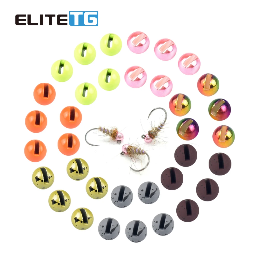 Elite TG 100pcs Tungsten Slotted Beads 2.5-3.8mm Fly Fishing Nymphs Trout Panfish Hook Tying Material Multi-Color Accessories 25pcs lot nice designed slotted tungsten beads fly tying beads tungsten fly tying material 2 5mm 3 0mm 3 5mm 4 0mm fishing tools