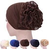 1 Pc Women Flower  Hair Bands Hat Turban Hair Accessories Elastic Cloth Chemo Beanie Ladies Muslim Solid Hair Loss Scarf Cap 1