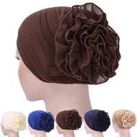 1 Pc Women Flower  Hair Bands Hat Turban Hair Accessories Elastic Cloth Chemo Beanie Ladies Muslim Solid Hair Loss Scarf Cap 1