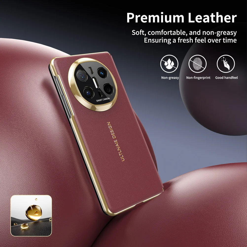 Luxury Smart Leather Gold-Toned Magnetic Protective Case with Lens Cover