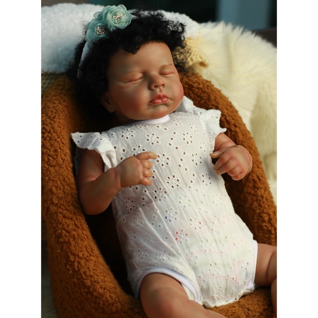 20 Polegada africano-americano boneca raven pele escura reborn bebê acabado recém  nascido com cabelo enraizado brinquedo artesanal presente para meninas -  AliExpress