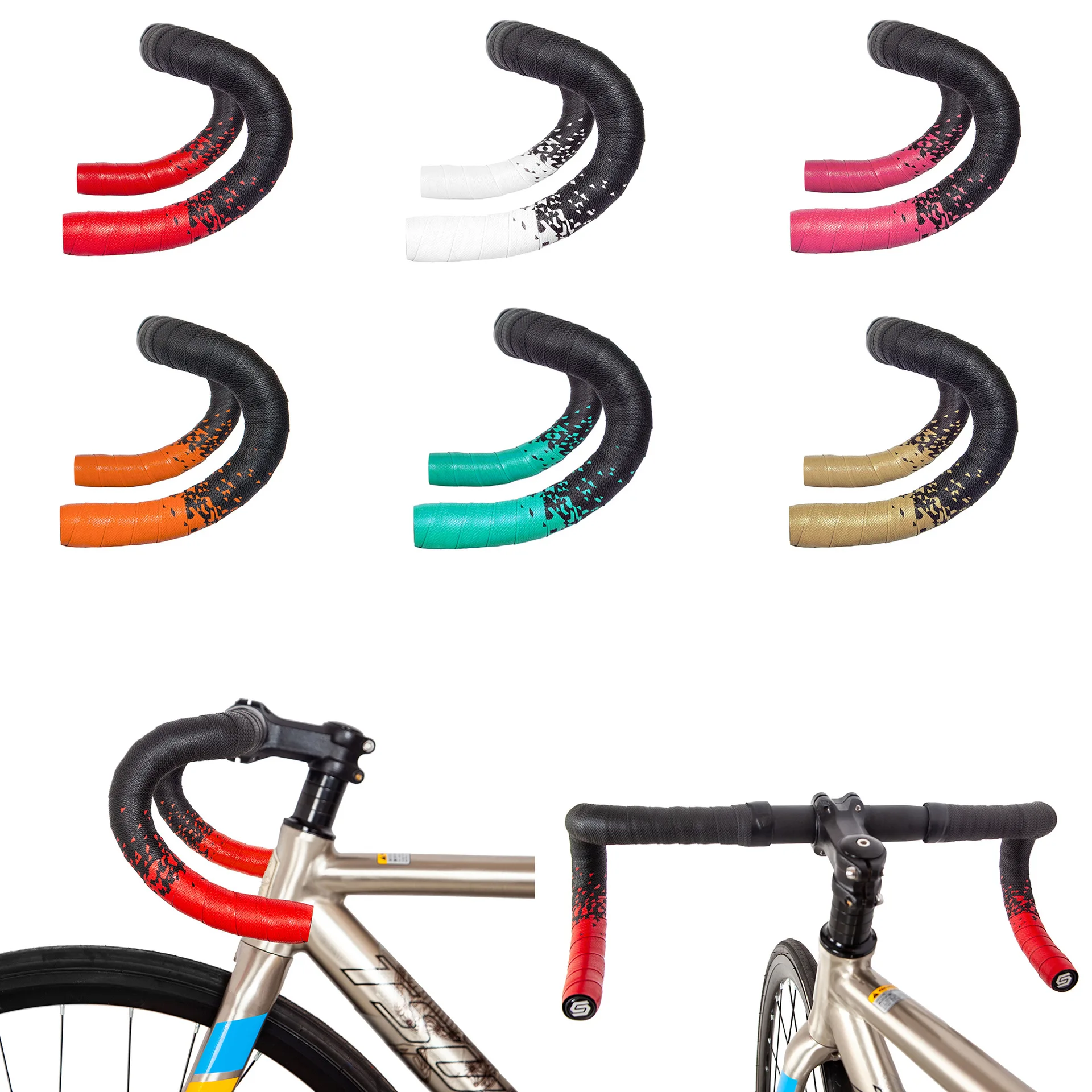 Road Bicycle Handlebar Tape Colorful Gradient EVA/PU Soft Anti-Vibration Bike Tapes Bike Accessories bike handlebar tape