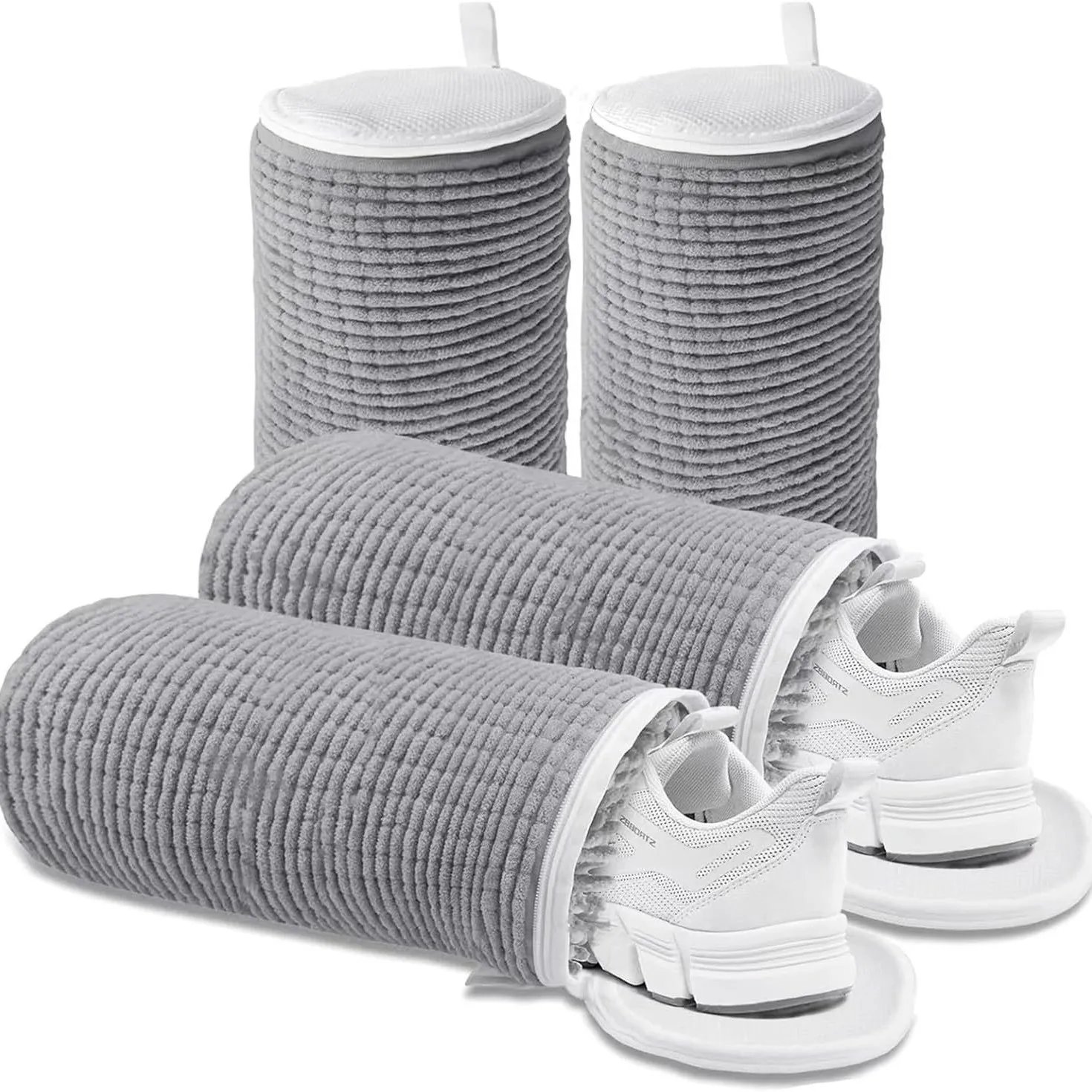 Side Zipper Shoe Bag Washing Machine Chenille Velvet Lined Portable Fluffy Fiber Sneaker Laundry