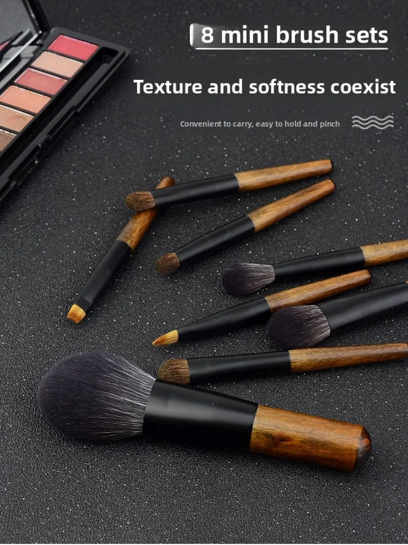 8 Pcs Mini Soft Wooden Makeup Brush Set - Powder,Stippling,Eyeshadow,Blush,Highlighter,Contour,Blending Brushes 34 8 Pcs Mini Soft Wooden Makeup Brush Set - Powder,Stippling,Eyeshadow,Blush,Highlighter,Contour,Blending Brushes - Image 6
