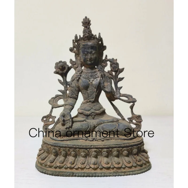 Antiquariato White Tara Buddha Figura Scultura In Bronzo Dal Tibet Budda Old Statue