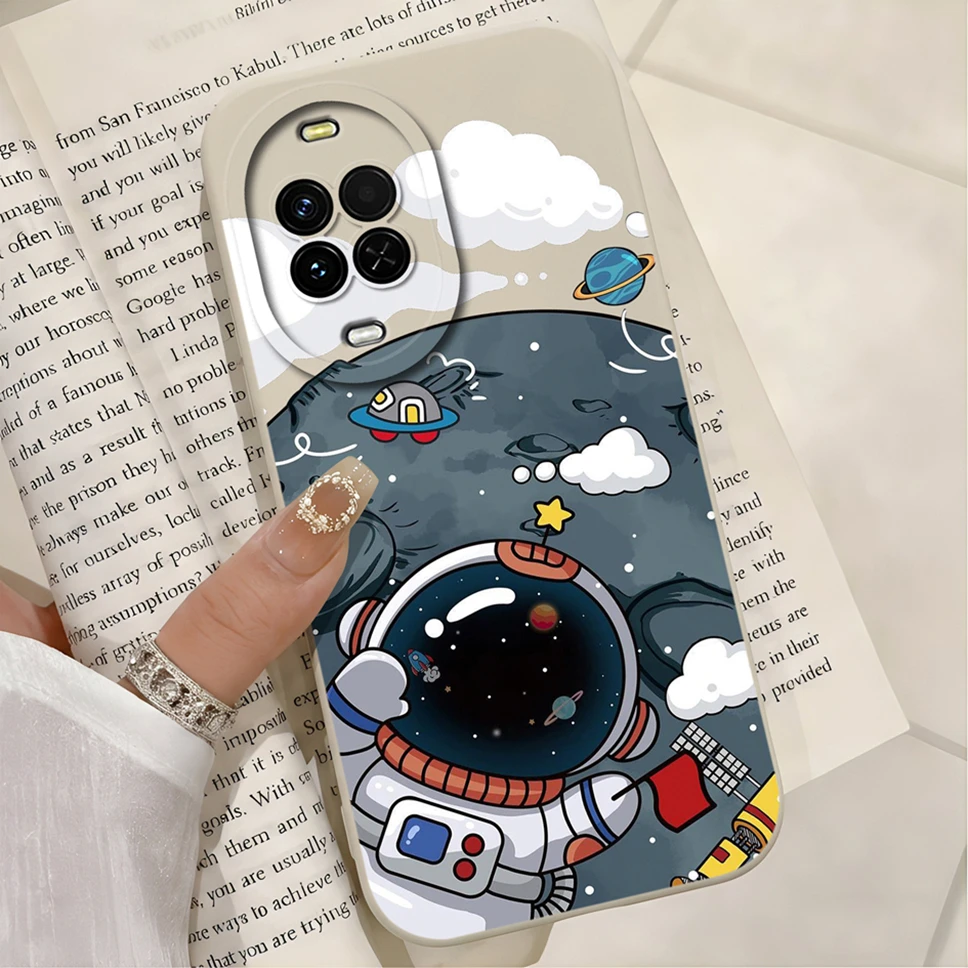 Cute Astronaut Soft Liquid Silicone Anti-Drop Phone Case - Smooth Protective Cover