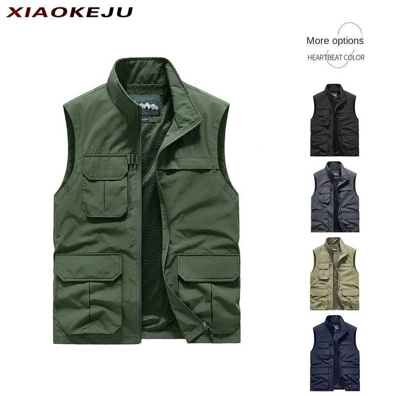 

Climbing Vest Spring Men Coat Summer Motorcyclist Sleeveless Jacket Elegant Man Fishing Clothing Mesh Utility Multi-pocket Golf