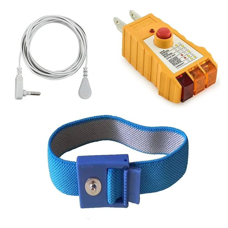 180 Inch Earthing Cord + Grounding Wrist Band + Socket Tester With GFCI Check For While You Sleep Work Or Reading Studying