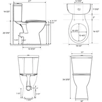 Rear Outlet Toilet With 19 Inch Tall Toilet Bowl & Tank, High Toilets For Seniors With Rear Discharge-Includes Extension Pipe 2