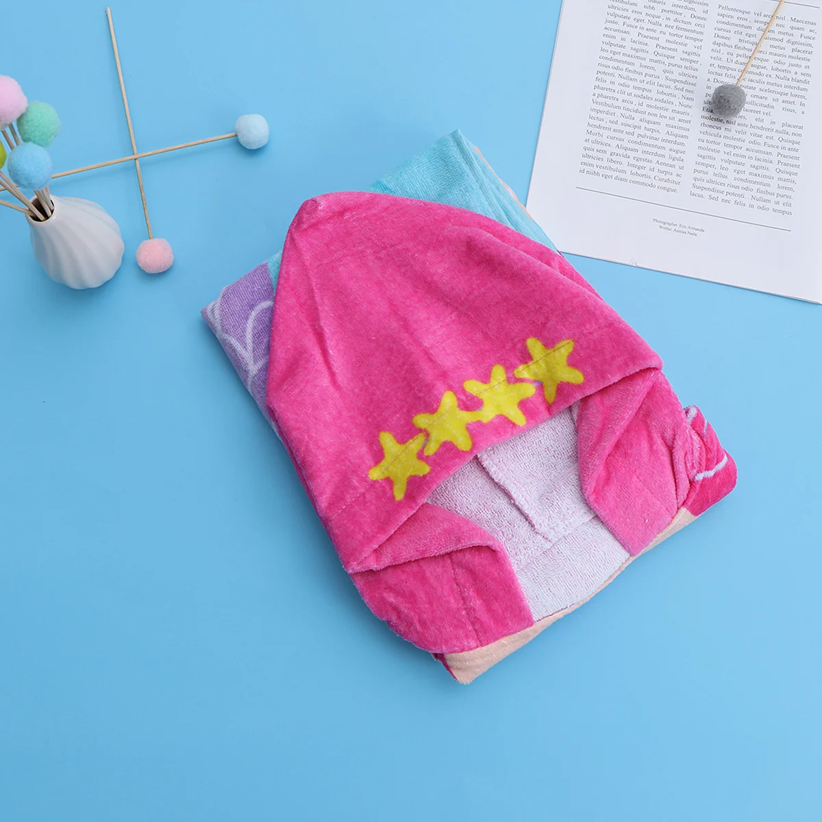 

Children Mermaid Cotton Bathrobe Unisex Hooded Cotton Bath Towel - 60cm