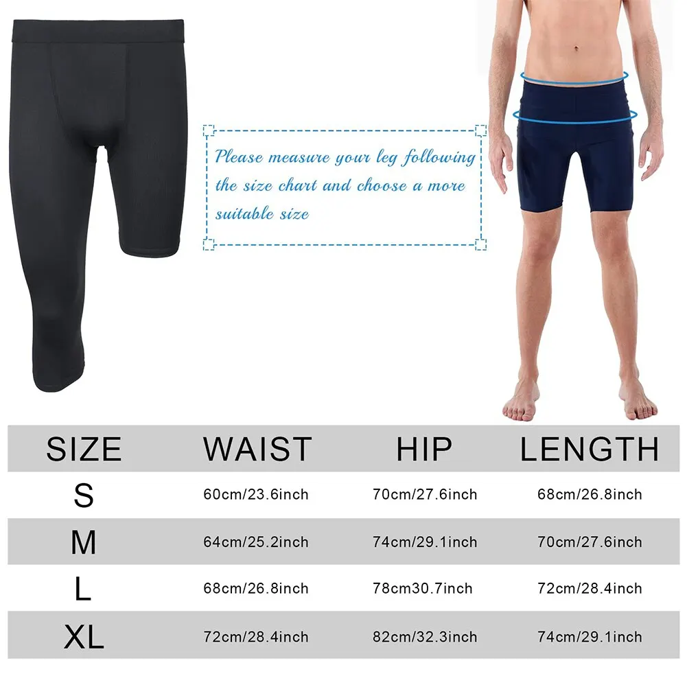 Men's Tights Cycling Shorts 3/4 One Leg Compression Bike Clothing Sports Tights Athletic Base Layer Underwear MTB Bicycle Pants