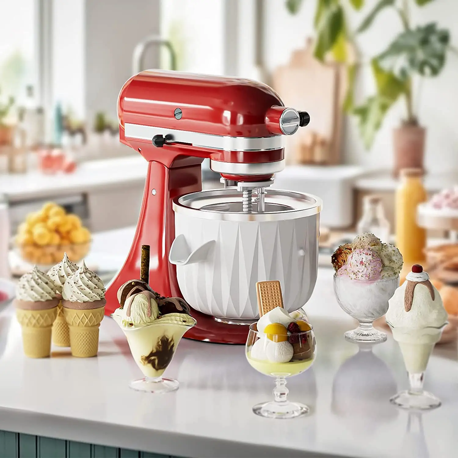 Ice Cream Dream Fitful pour Kitchen Aid, Ice Cream Maker, Ice Cream and Sorbet Deficial Ato Maker, Kitchen Aid, 2 Pintes