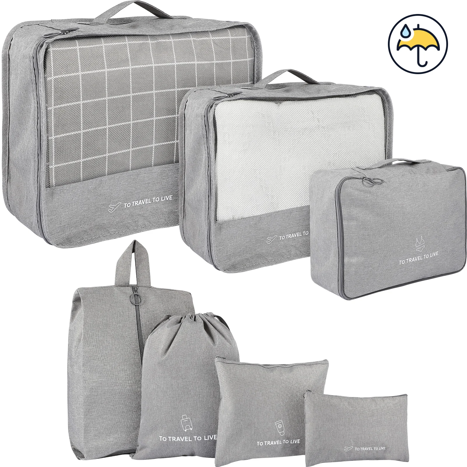 

7 Pcs Travel Luggage Packing Organizers Storage Totes Clothes Foldable Cubes Laundry Bags Accessories Pouch