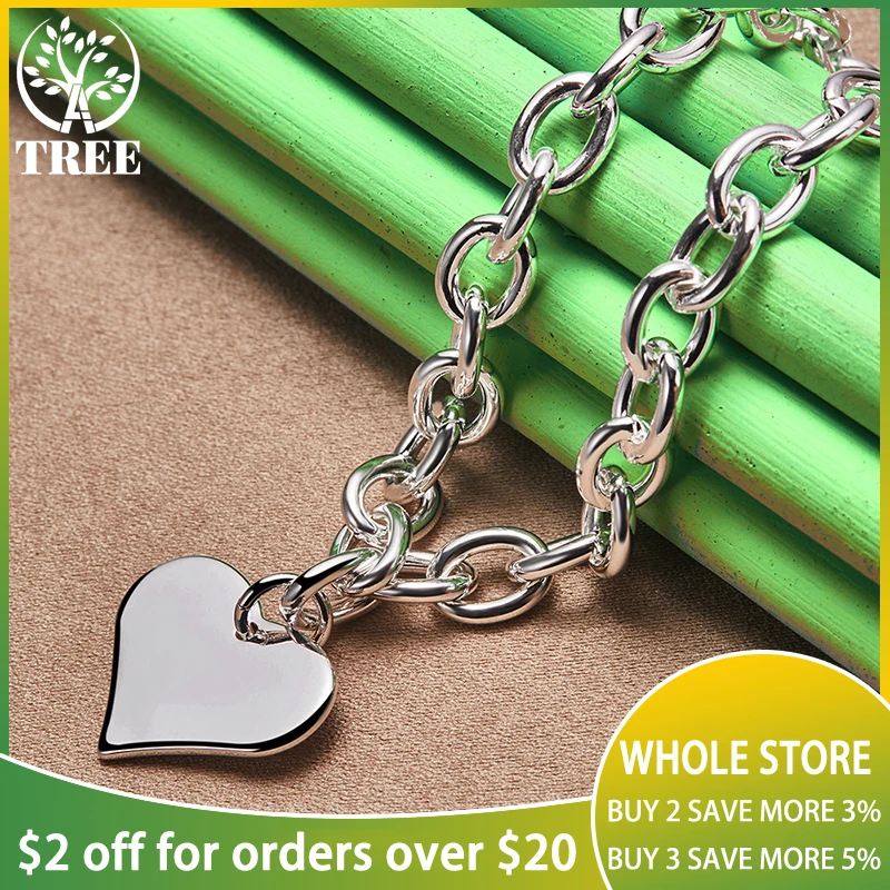 

925 Sterling Silver 18 Inch Chain Romantic Heart Pendant Necklaces For Men Woman Fashion Party Birthday Wedding Charm Jewelry