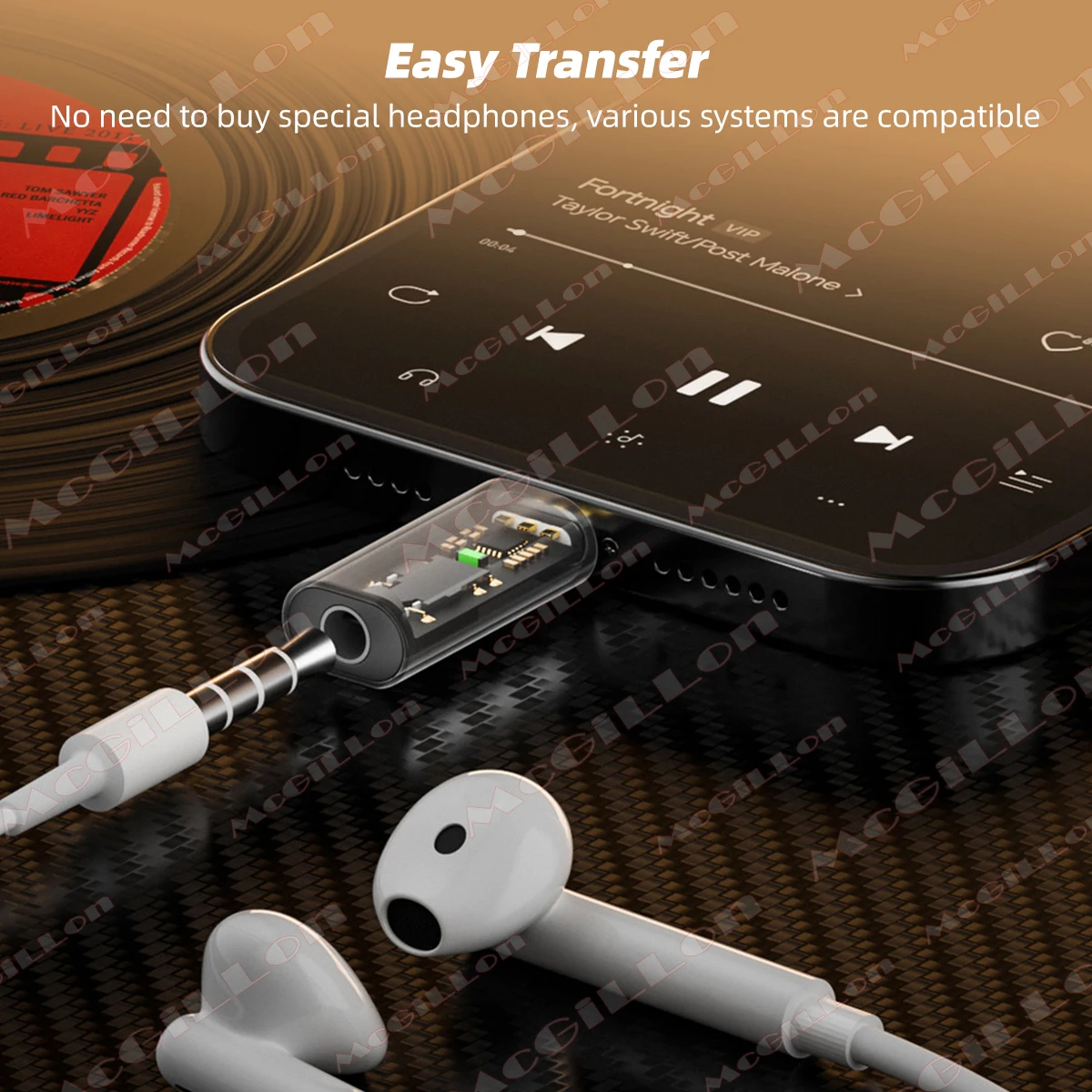 DAC USB Typ C auf 3,5 mm Kopfhörer-Adapter, USB-C-Stecker auf 3,5-Klinken-Audio-Konverter für iPhone 16, Samsung, unterstützt Sprachanruf, U-Disk – Detail 2