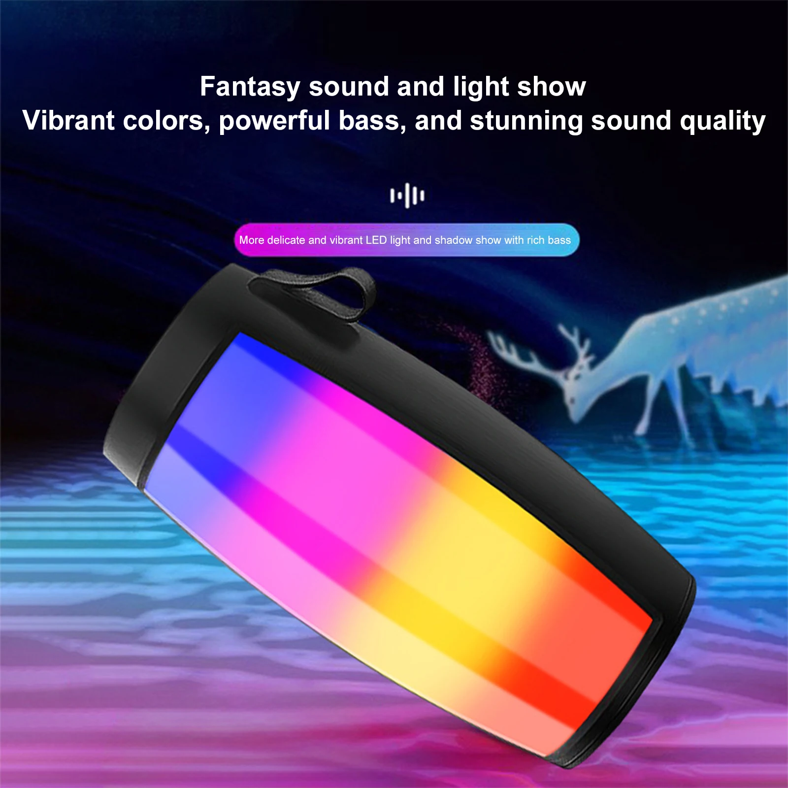 Outdoor Bluetooth Wireless Speaker with LED Lights and Dual Subwoofer