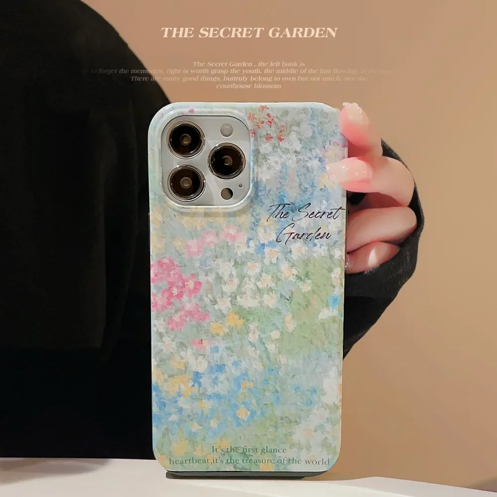 Fairy Garden Breeze Wild Flowers Custodia Per Telefono Con Pittura A Olio Di Mare Per Iphone 15 14 13 12 11 Pro Max 14 15 Plus Custodia Antiurto