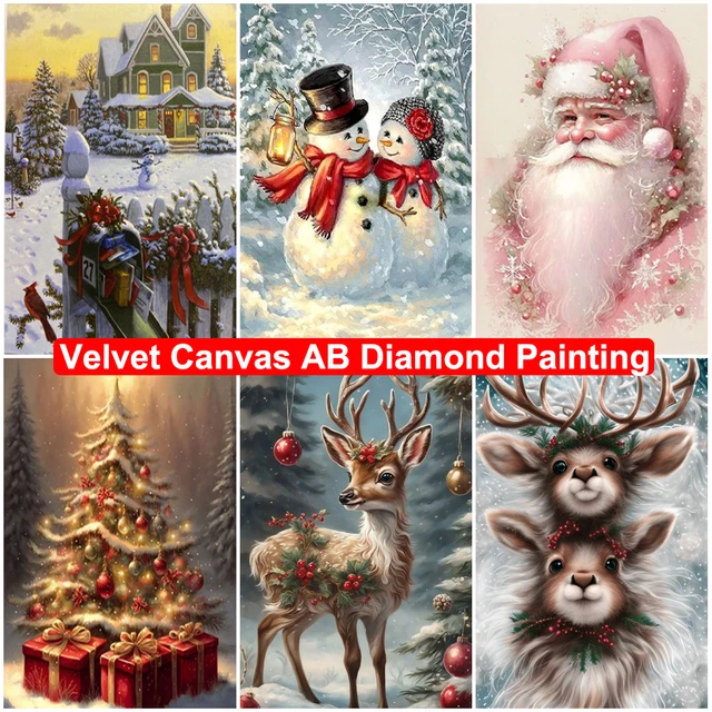 Christmas Velvet Canvas AB Diamond Painting DIY 5D Santa Claus
