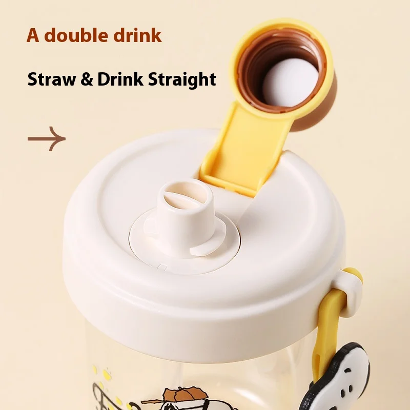 

Snoopy Женская Высококачественная соломенная чашка, популярная чашка в стиле интернет-знаменитостей, милая портативная чашка для воды, большая емкость, двойная чашка для питья