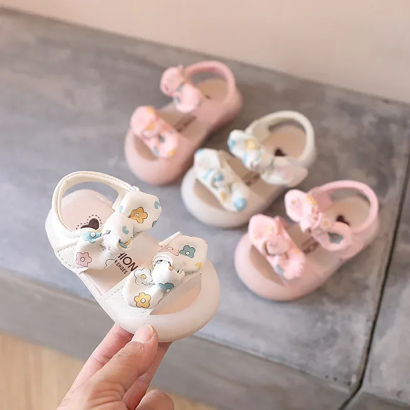 Summer Kids Sandals Cute Bow Baby Girl Shoes Soft Bottom First Walkers Princess Sandals 2