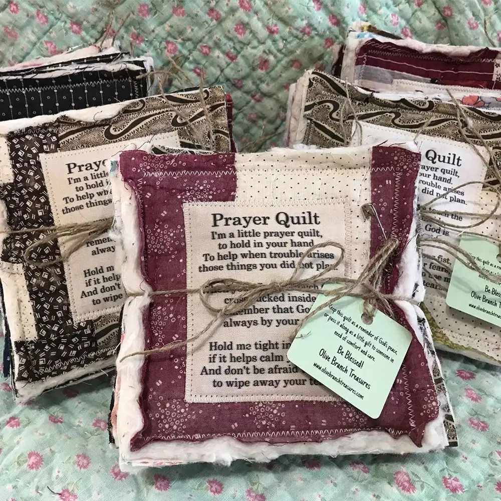 Prayer Quilt with Cross Inside Handmade Sew Individually Colorful Pocket Prayer Quilt Symbolism Poems Quilts Gifts for Christm