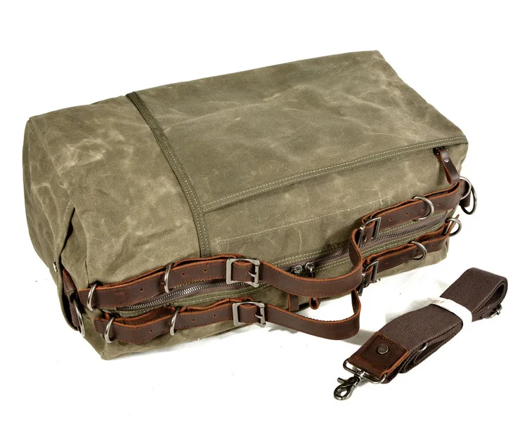 Grote waterdichte canvas leren reistas voor dames en heren, laptoptas, sporttas, weekendtas, schoudertas_voghion.com