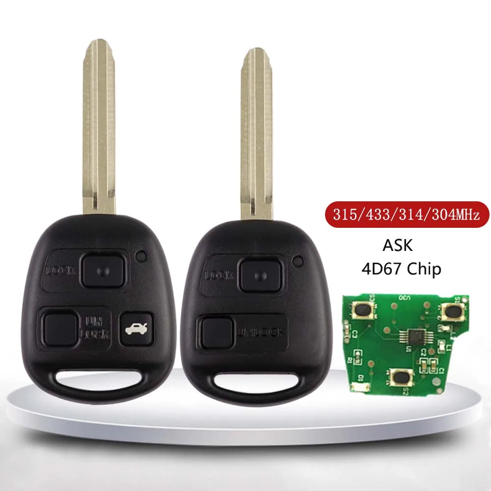 Pulsante YIQIXIN 2/3 per Toyota Corolla Camry Yaris RAV4 Prado Tarago Cruiser Kluger chiave auto remota 315/433/314MHz 4D67/68 4C Chip - S0d51202d12374774bde19f54f27c7f363