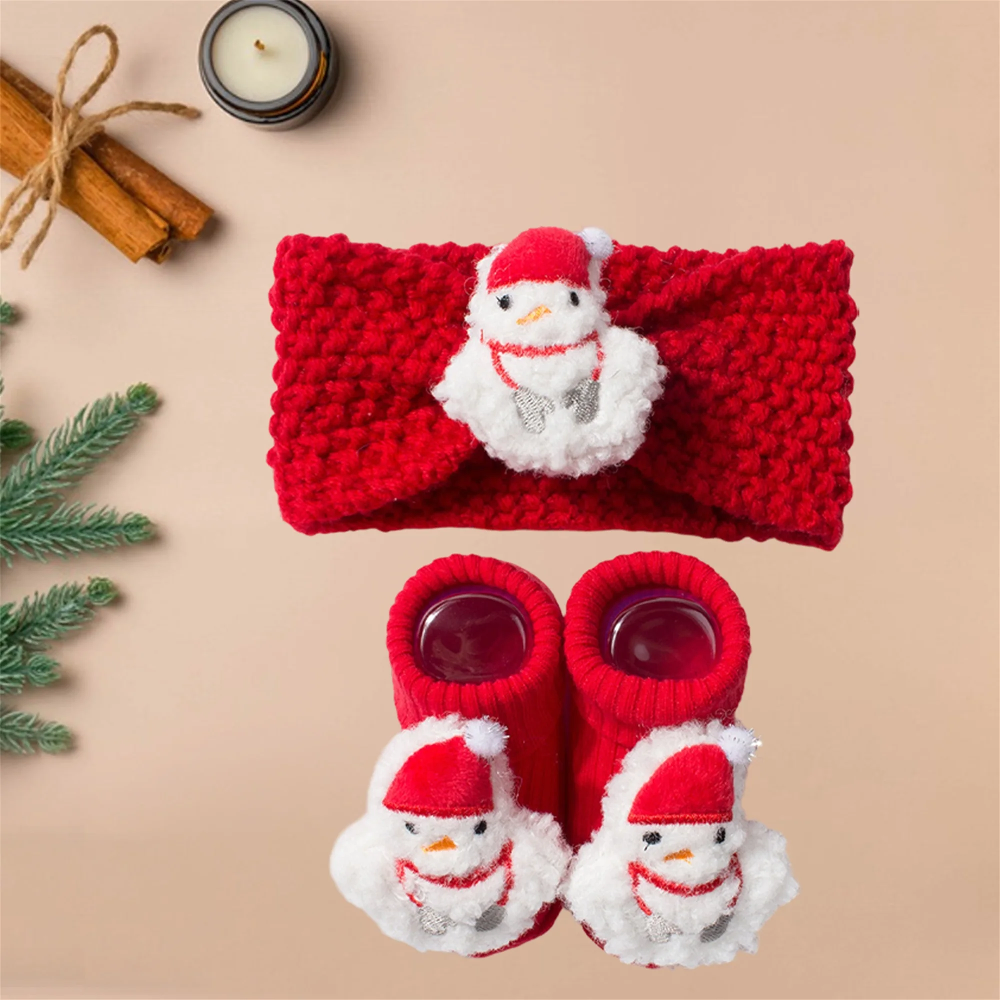 Adorable Infant Winter Mittens and Scarf Set with Snowman Reindeer Design Cozy Fleece Lined Knit Gloves for Kids