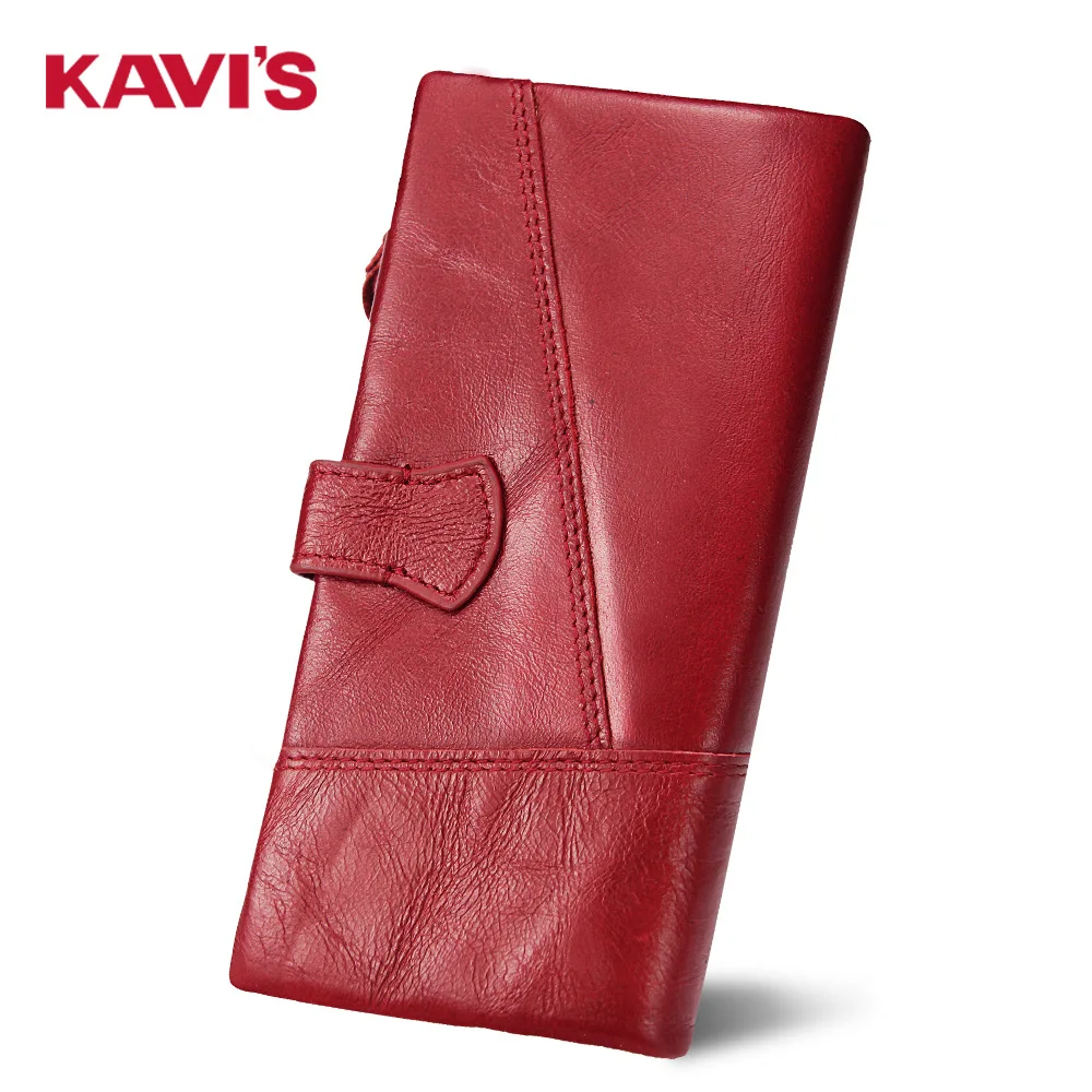 Genuine Leather womens wallets and purses Hasp Long purses Unisex