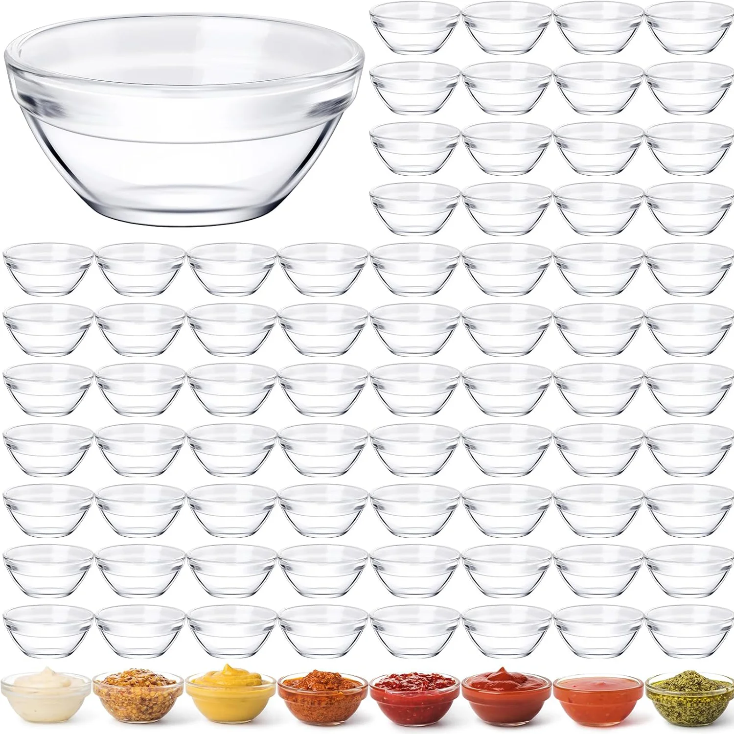 1.5oz Mini Glass Prep and Serving Bowls for Cooking, Snacks, and Desserts